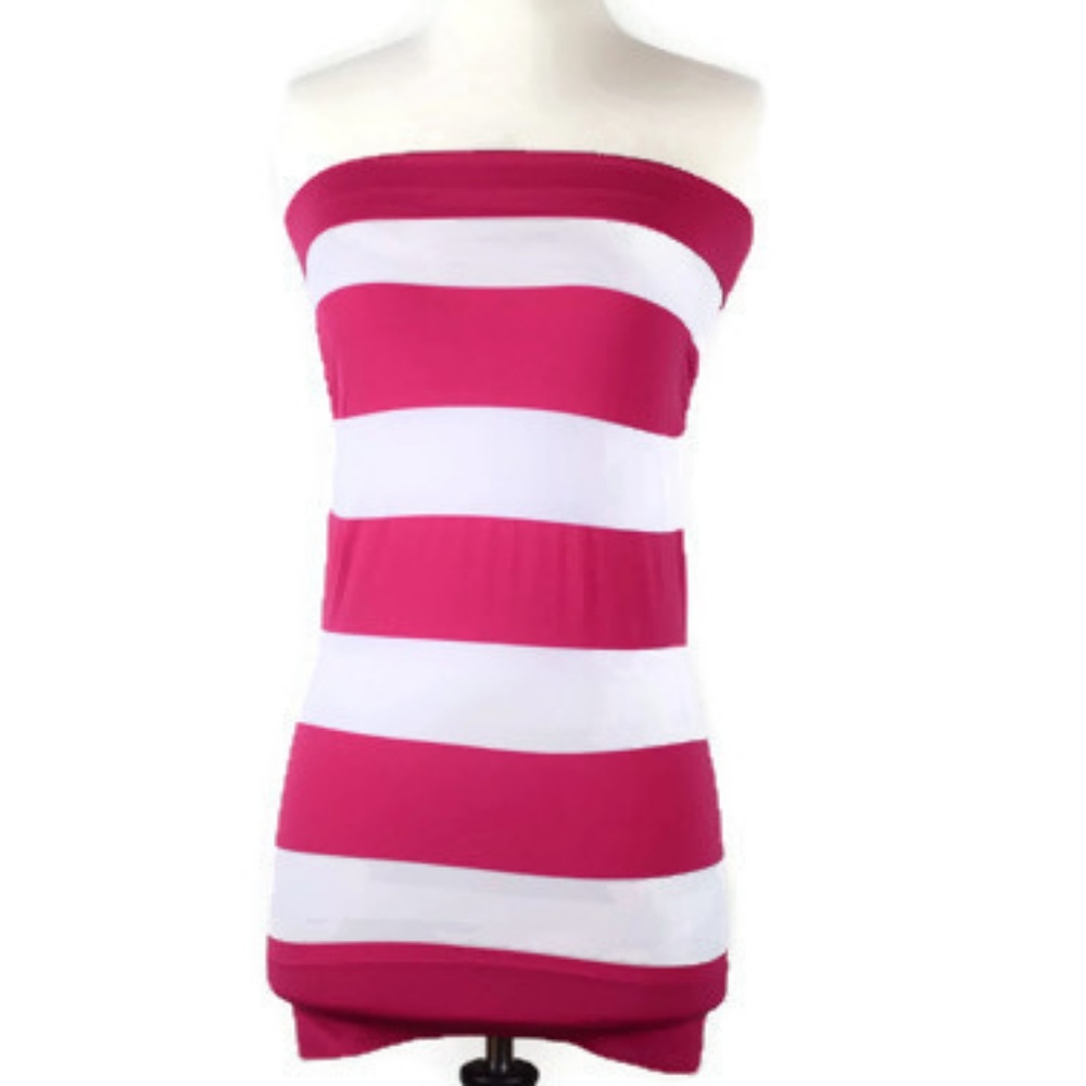 Active Basic Strapless Stripes Bodycon Dress